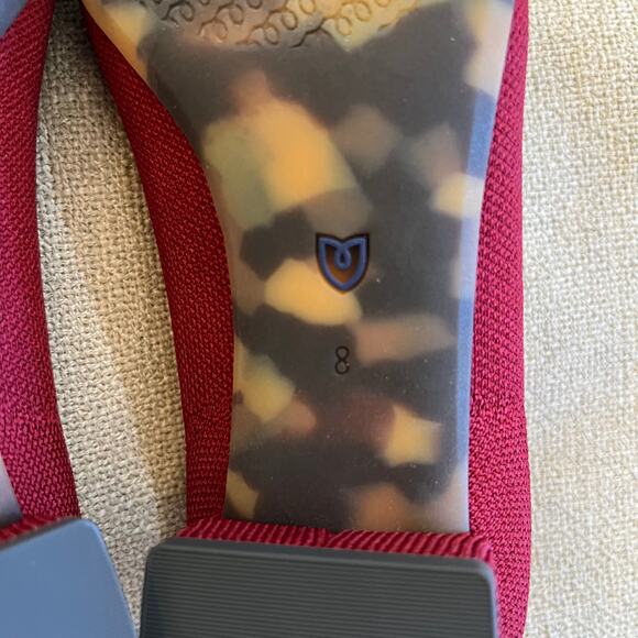 Rothy's Burgundy Pointed Toe Heels with Blue Accent - Picture 6 of 11